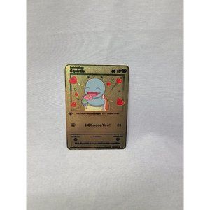 Squirtle I Choose You Love Heart Valentine Gold Metal Card- Brand new